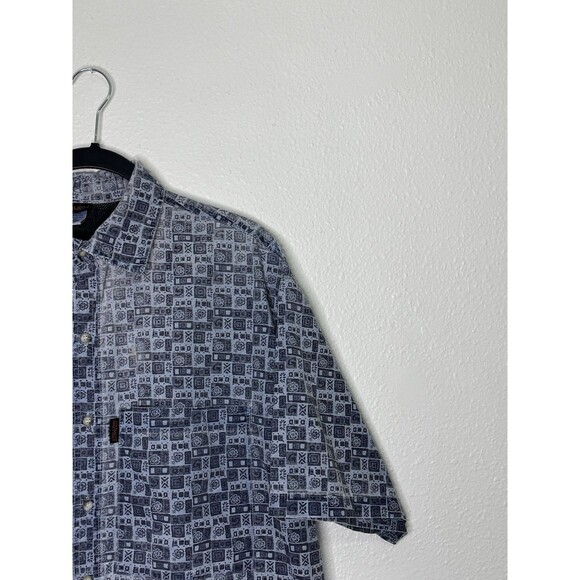 Vintage GRAMICCI Made USA XL Blue Vented Nylon SS Light Weight Button Up *FLAW* - Picture 9 of 16